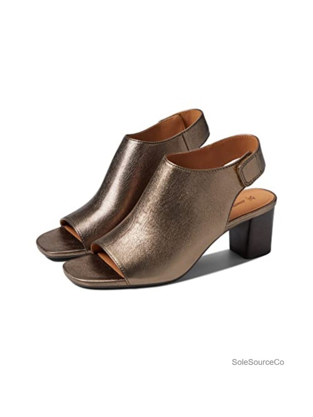 Open Toe Leather Block Heel Bootie Slide On Ankle Strap Dress Shoe